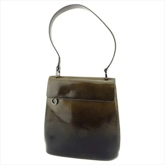 Salvatore Ferragamo Shoulder bag Brown Beige Enamel leather Authentic Used F1460 - Picture 1 of 11